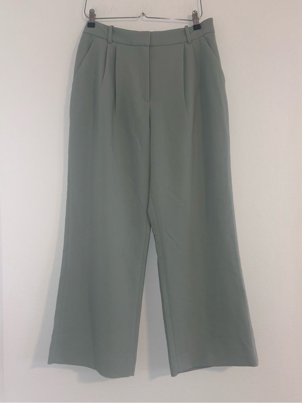 Abercrombie & Fitch Curve Love A&F Sloane Tailored Wide Leg Pant Sage - Picture 4 of 13